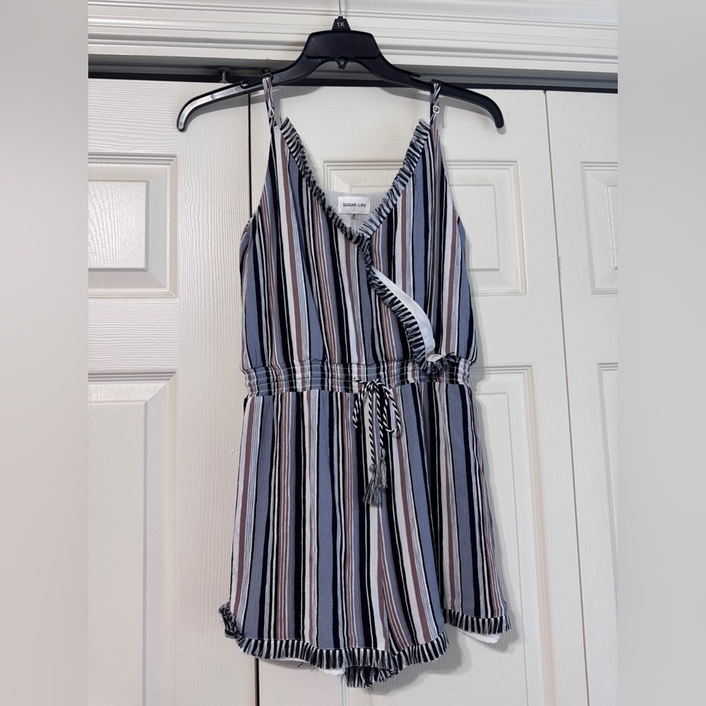 Sugarlips Fringe Detail Romper in Black and White